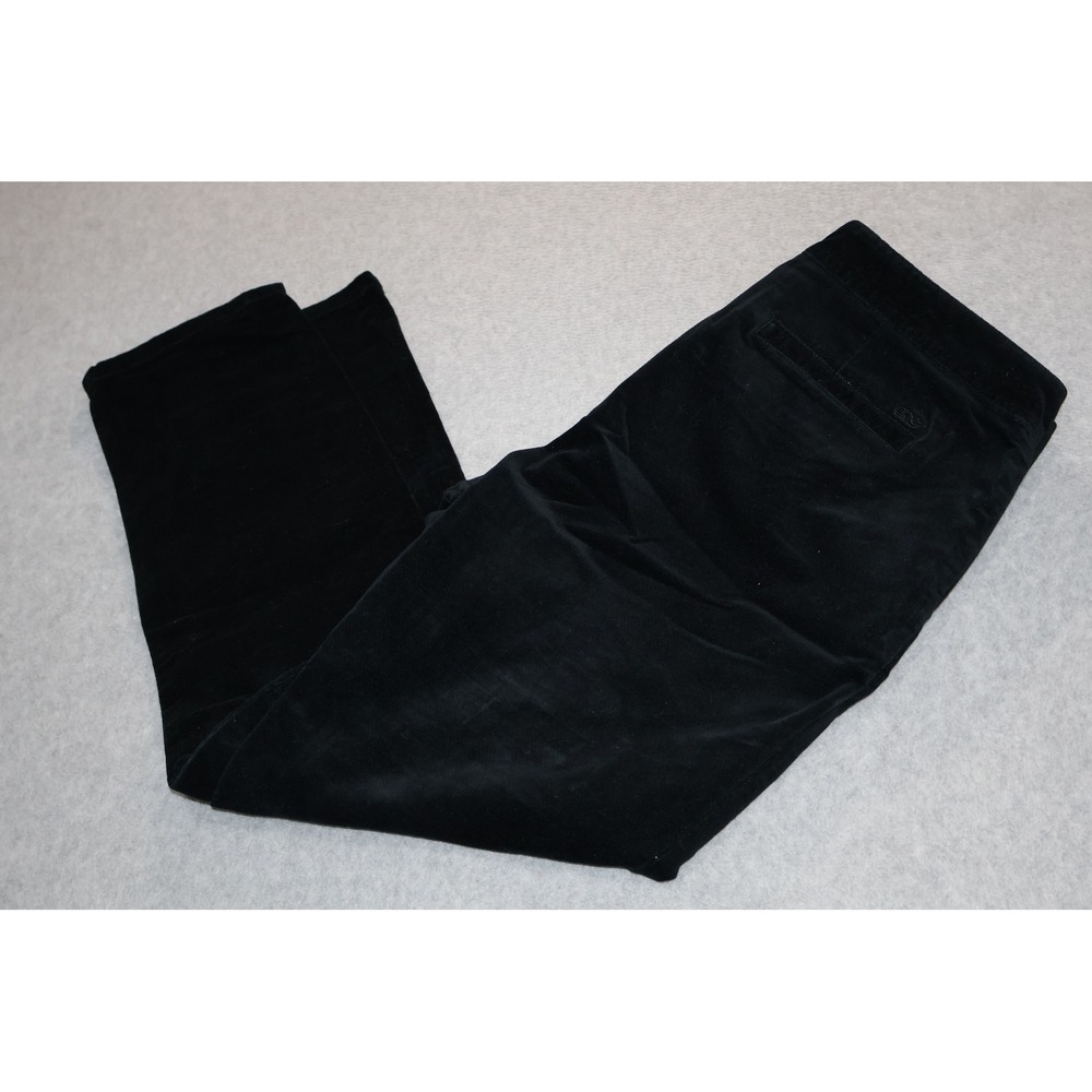 Vineyard Vines Pants Women 8x27 Black Velour Velvet Soft Fabric Stretch Preppy